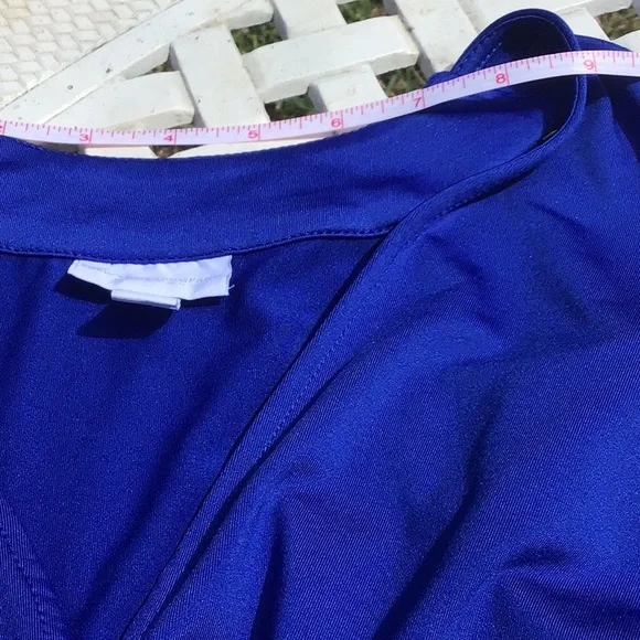 NEW YORK & COMPANY STRETCH BLUE MAXI DRESS WITH BEADED BELT FRONT - Picture 7 of 9